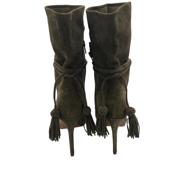 Michael Michael Kors Women's Rosalie Open Toe Suede Bootie Olive Size 7.5 - Picture 6 of 8